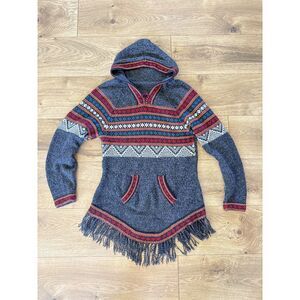 ECOLOGIC ARTS L Alpaca Hooded Knit Long Sweater Fringe pullover hoodie sweater